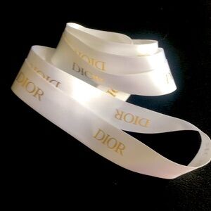 Dior White Gold Logo Ribbon 73" Fabric Craft DIY Hair Bow Bag Accent Trim New